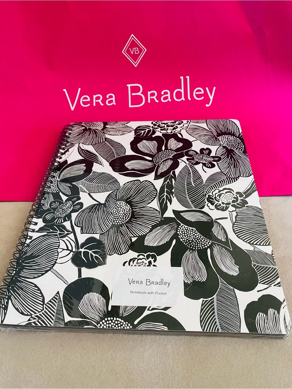 Vera Bradley Spiral Notebook. NWT Bedford Blooms White. 160 pages